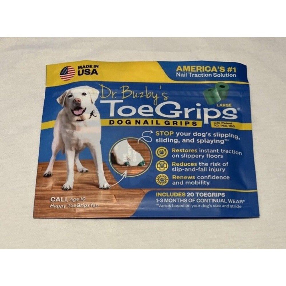 Dr. Buzby's ToeGrips Dog Nail Grips Large 20ct Senior Dog Slip Prevent New/Open